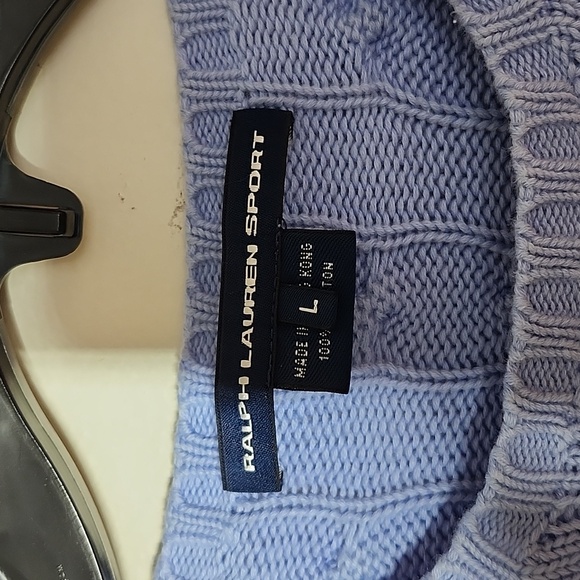 Vintage Ralph Lauren Sport periwinkle blue cable knit sweater crewneck preppy - Picture 5 of 8
